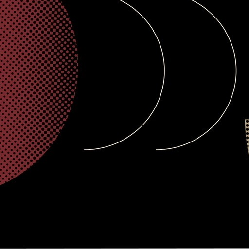 Digitally Engaged Learning 2024 poster. Black background with pixilated red semi circle and 2 white semicircle outlines