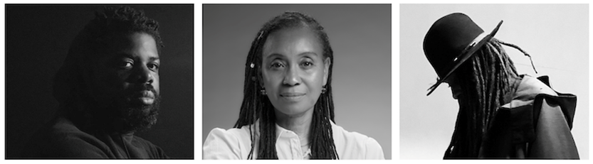 image of three portraits in black and white