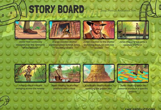 Student animation film project storyboard designed using storyboarder.ai
