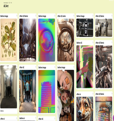 Padlet wall of images students co-created with AI using prome.ai.pro